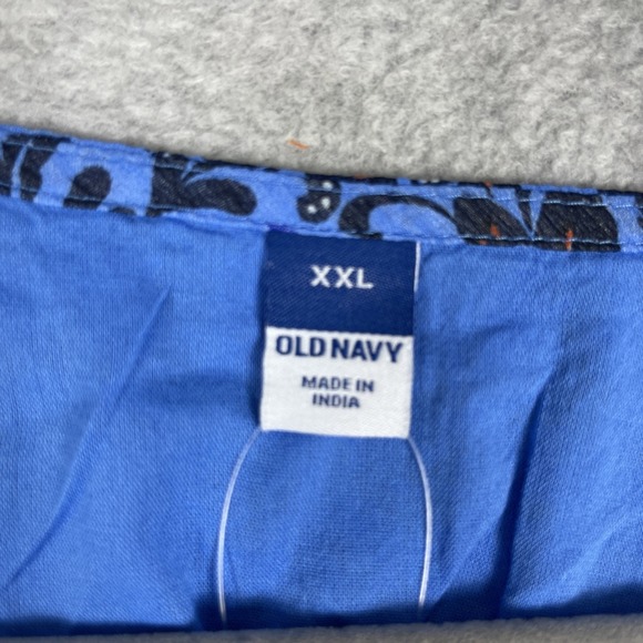 Old Navy Blue Floral Smocked Waist Babydoll Blouse Womens XXL‎ Peasant Top Boho - Picture 9 of 12